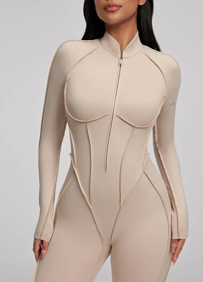 Open-Back Catsuit Beige