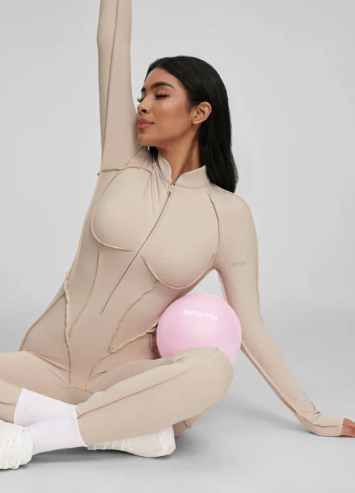 Open-Back Catsuit Beige