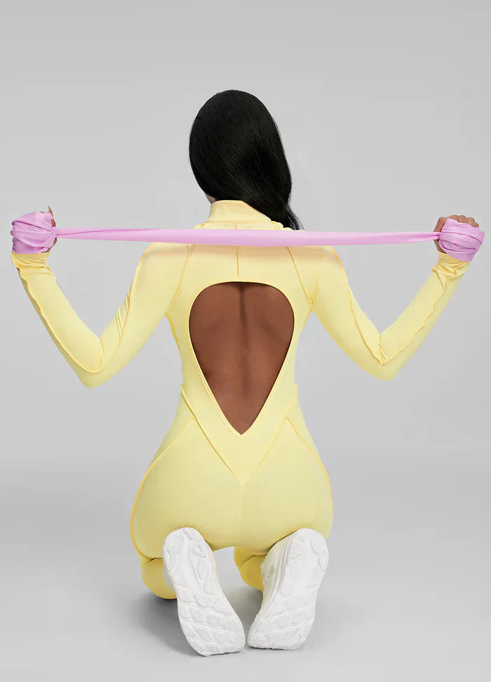 Open-Back Catsuit Yellow